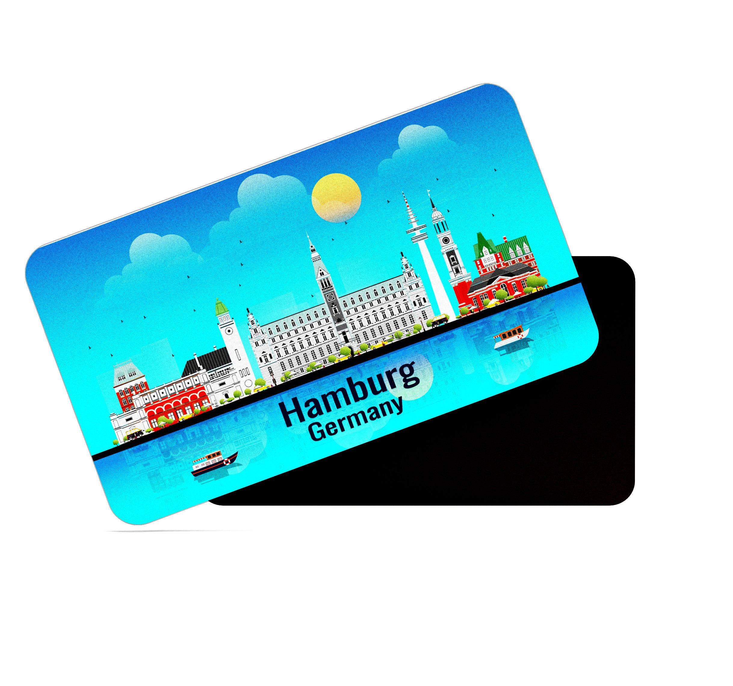dhcrafts Rectangular Fridge Magnet Blue Germany Hamburg Design Pack of 1 (8.6cm x 5.4cm)